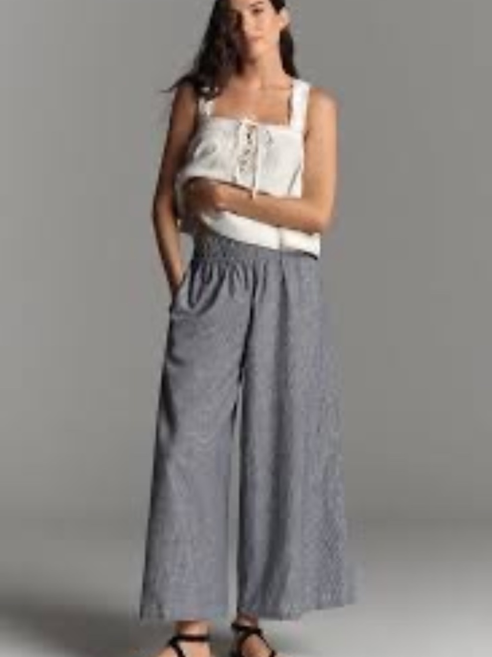Anthropologie Somerset Cotton-Linen Striped Pull On Pant